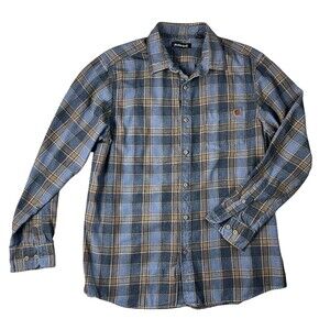 Solaris Men's Casual Outdoor Long Sleeve Gray Plaid Brushed Button Shirt  Size L